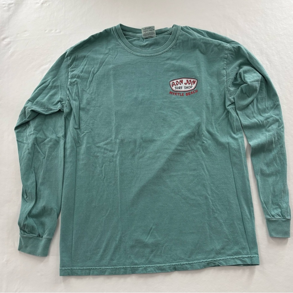 Ron Jon Myrtle Beach Teal Distressed Long Sleeve Tee Men’s Medium